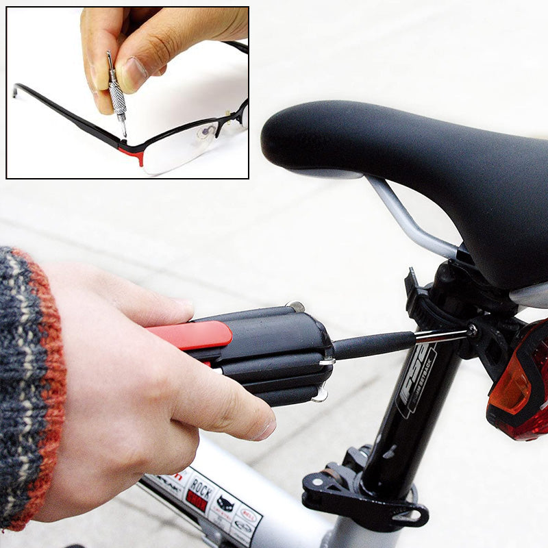 8-in-1 Screwdriver Multi Tool with Steel Bits | Built-In LED Worklight and Flashlight | Compact Folding Design 1