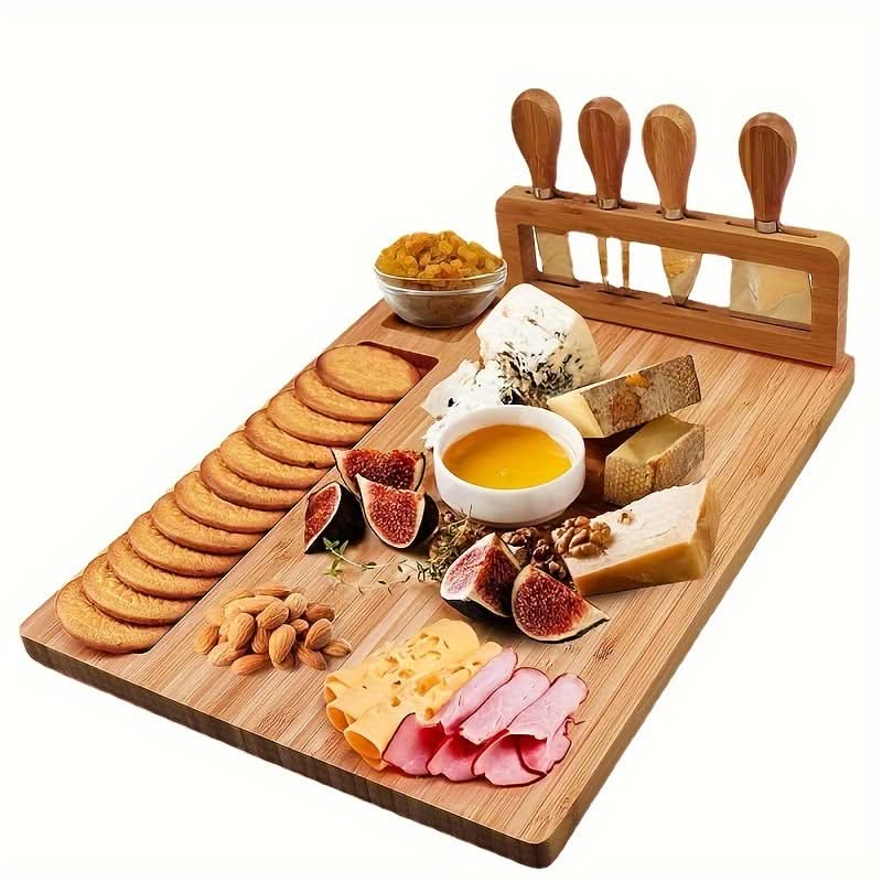 Bamboo Cheese Board Multi-Purpose Flat Lightweight with Serving Tray 4