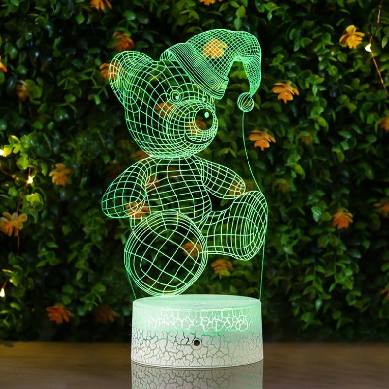 3D Illusion Night Light Acrylic | Touch & Remote Control with 7-16 Colour Modes | Dimmable USB or Battery Powered Lamp 7