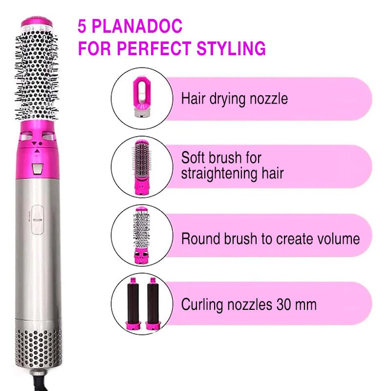 5 in 1 Hair Dryer Brush | Ceramic Coating, Negative Ion Technology, 3 Heat Settings | Dries, Curls & Volumises Hair