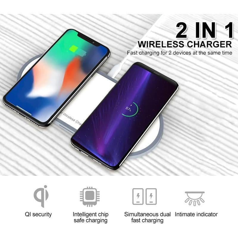 Wireless Charger Pad Dual 20 W Simultaneous Fast Charging with Qi Safety Chip 8