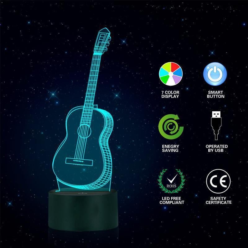 Guitar Night Light 3D LED Touch Button USB Powered with 7 Colour Modes 8