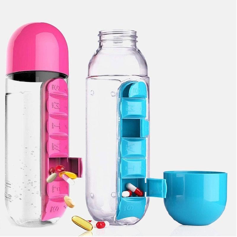 Weekly Pill Organiser Spring-Assisted Removable Day-Marked with Cup Lid 14