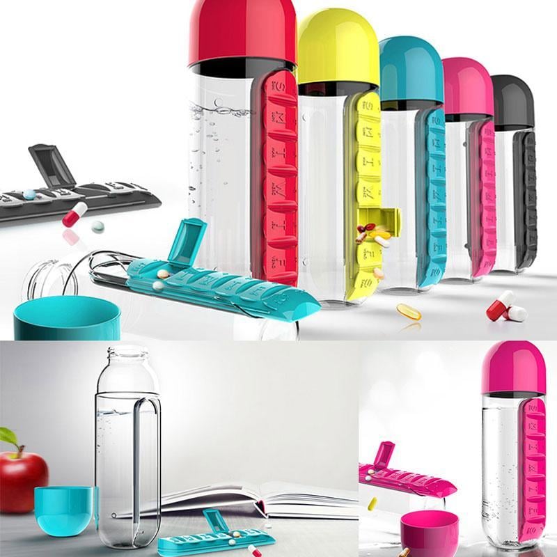 Weekly Pill Organiser Spring-Assisted Removable Day-Marked with Cup Lid 16