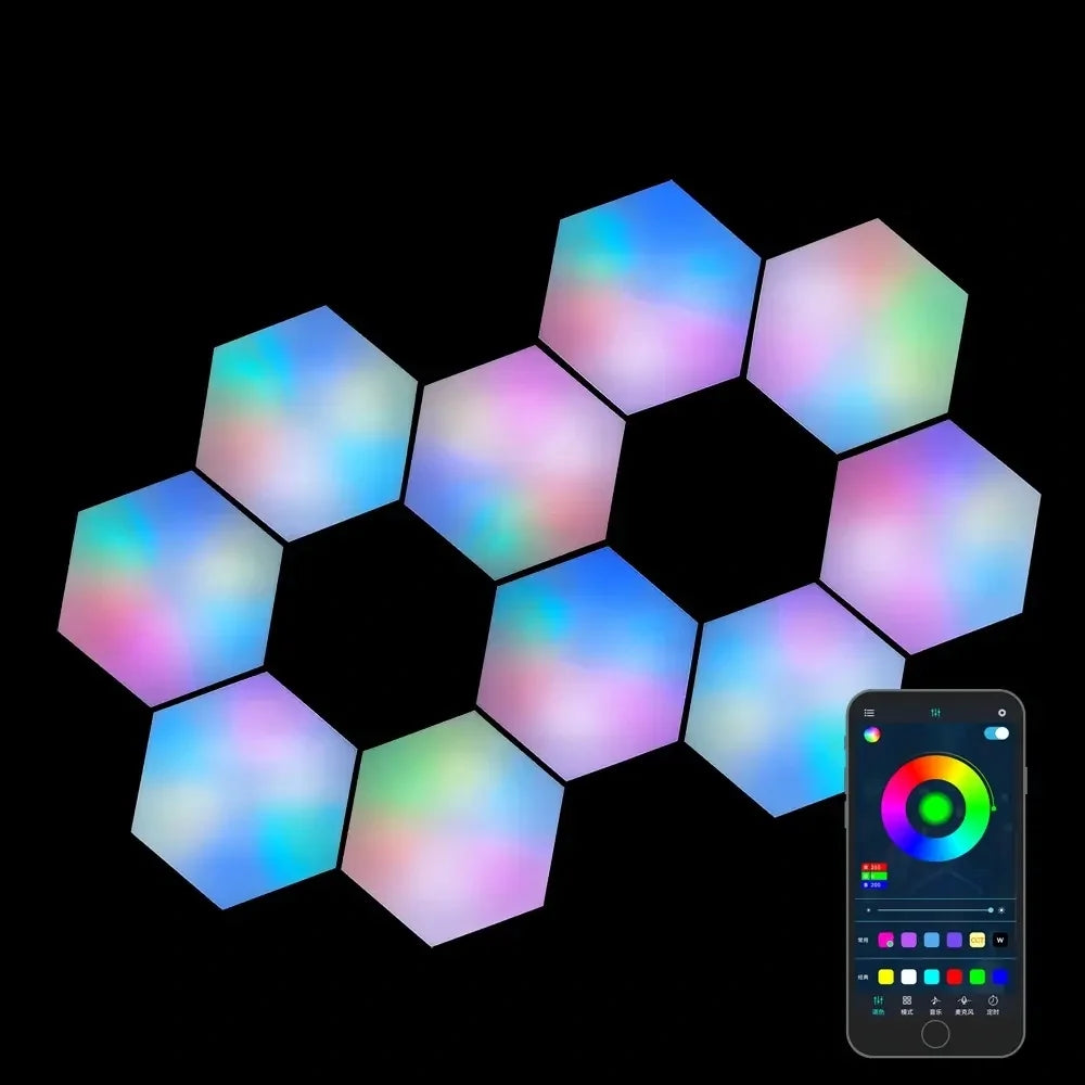 Decorative Lighting Hexagon Panels LED App Controlled with Music Sync 10