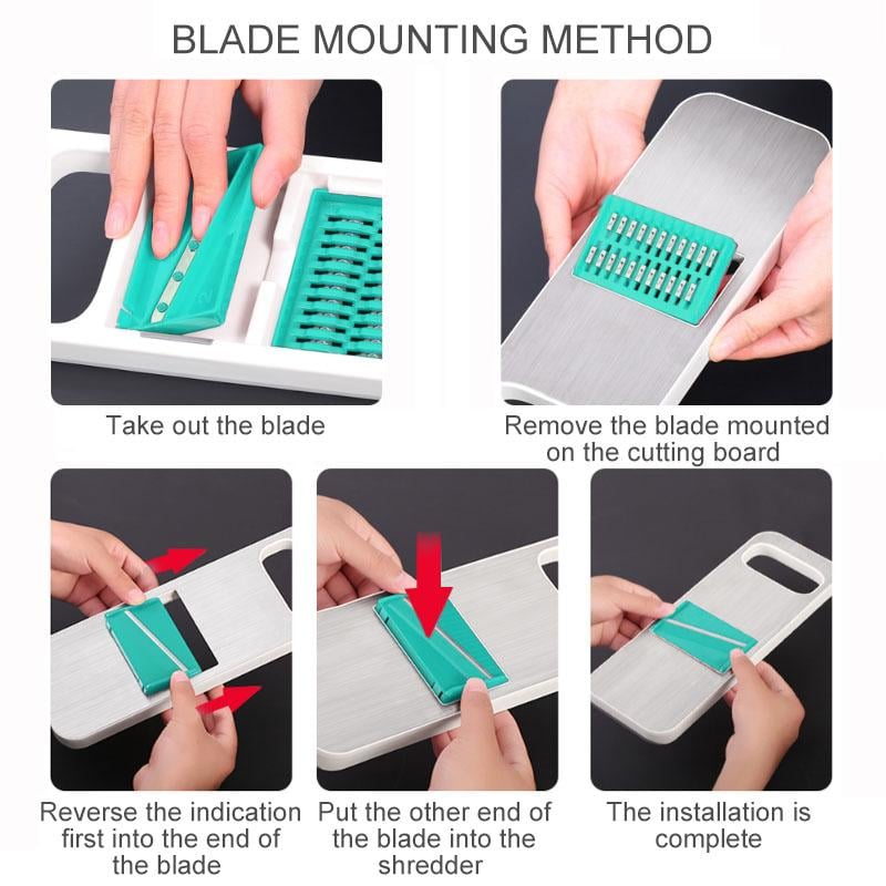 3-in-1 Vegetable Cutter Stainless Steel | 3 Interchangeable Blades & Hand Guard | Safe Slicing for Fruit & Veg 2