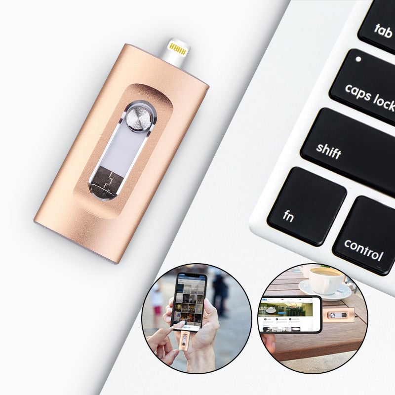 USB Memory Storage 3-in-1 Metal Lightning Portable with Touch ID Lock 5