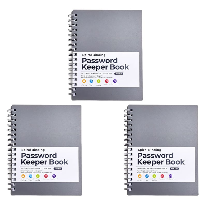 Password Book Coil Bound A6 Portable PP Cover with Alphabetical Index Tabs 19
