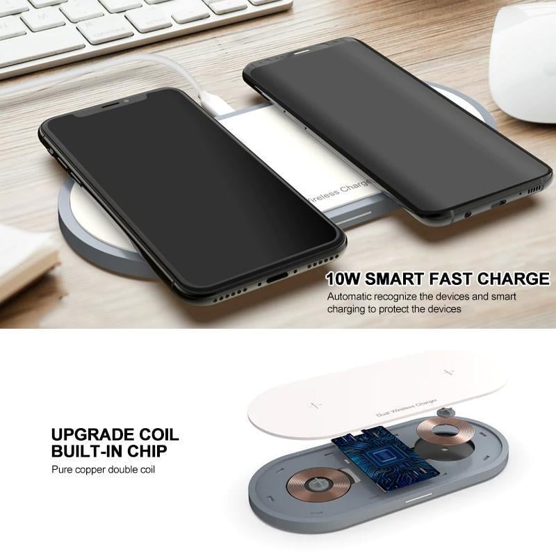 Wireless Charger Pad Dual 20 W Simultaneous Fast Charging with Qi Safety Chip 4