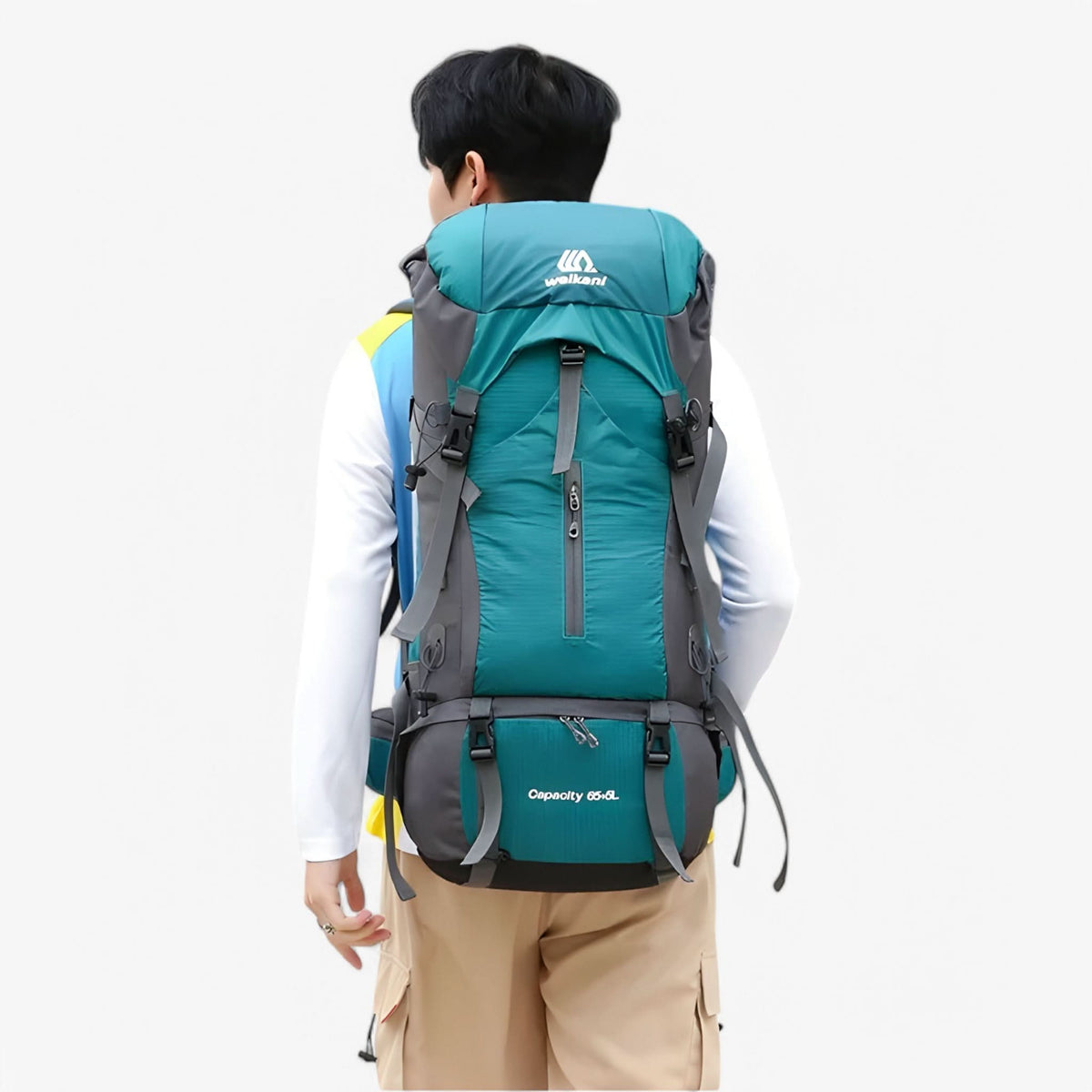 70L Hiking Backpack Water-Resistant Rain Cover Included - Nylon