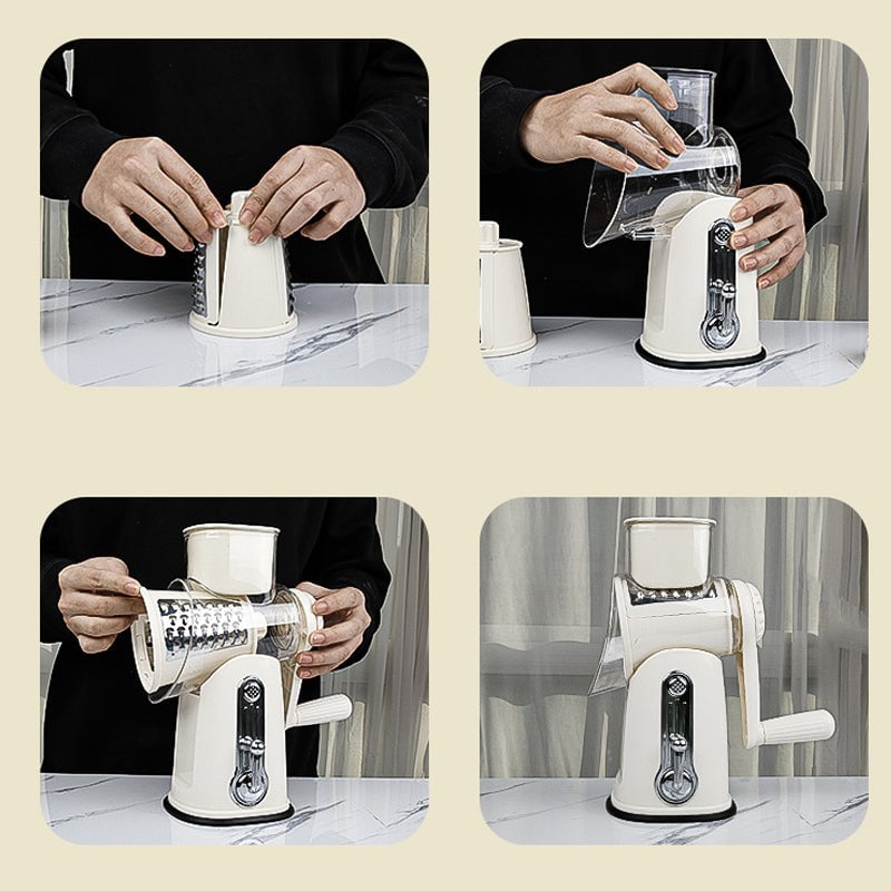 Vegetable Cutter Slicer Rotary Multi-Purpose Hand Crank with Suction Base 10