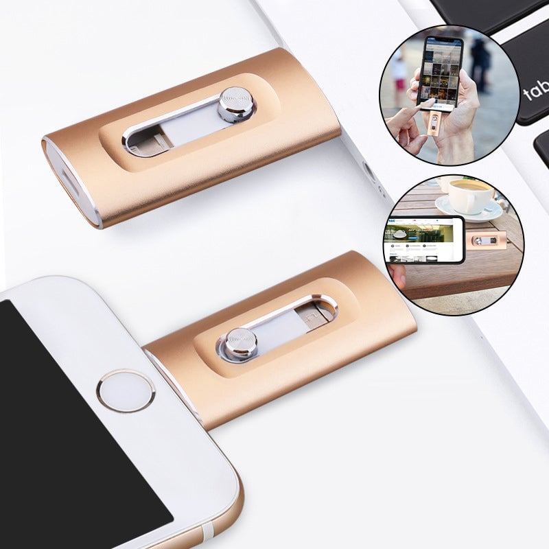 USB Memory Storage 3-in-1 Metal Lightning Portable with Touch ID Lock 1