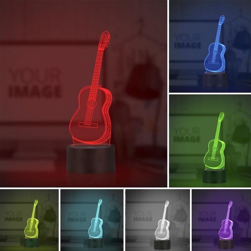Guitar Night Light 3D LED Touch Button USB Powered with 7 Colour Modes 9