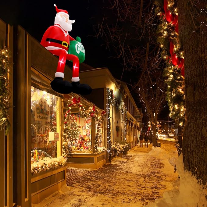 Climbing Santa Christmas Inflatable | LED Lit Outdoor Yard Decoration | Weather-Resistant Polyester with Easy Setup 3