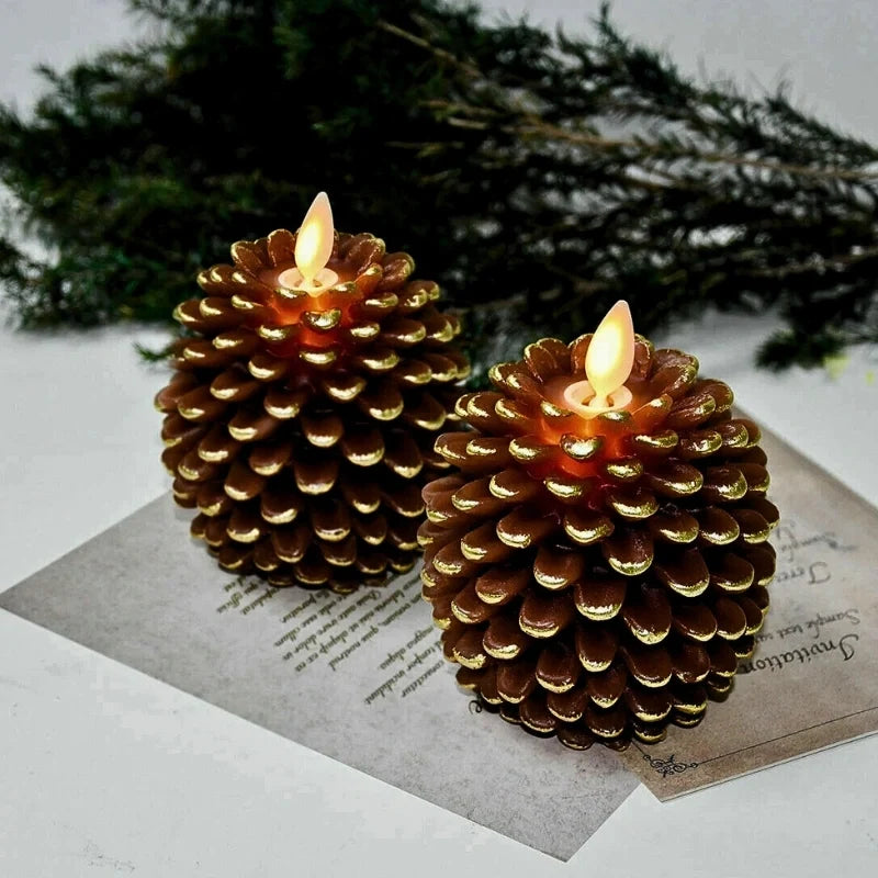 Flameless Pinecone Candles LED Battery-Operated with Timer Function 9