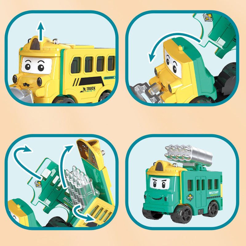 Transforming Toy Car Set Plastic | 4-in-1 Construction Vehicles, No Sharp Edges | Educational Gift for Kids and Toddlers 10