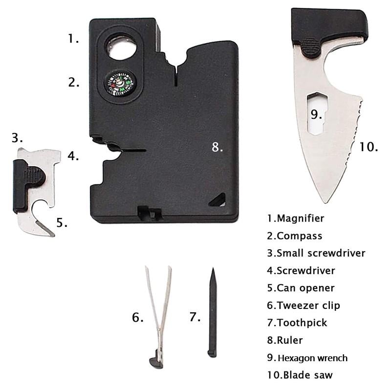 Pocket EDC Kit Compact Stainless Steel 10-in-1 with Magnifying Glass 2