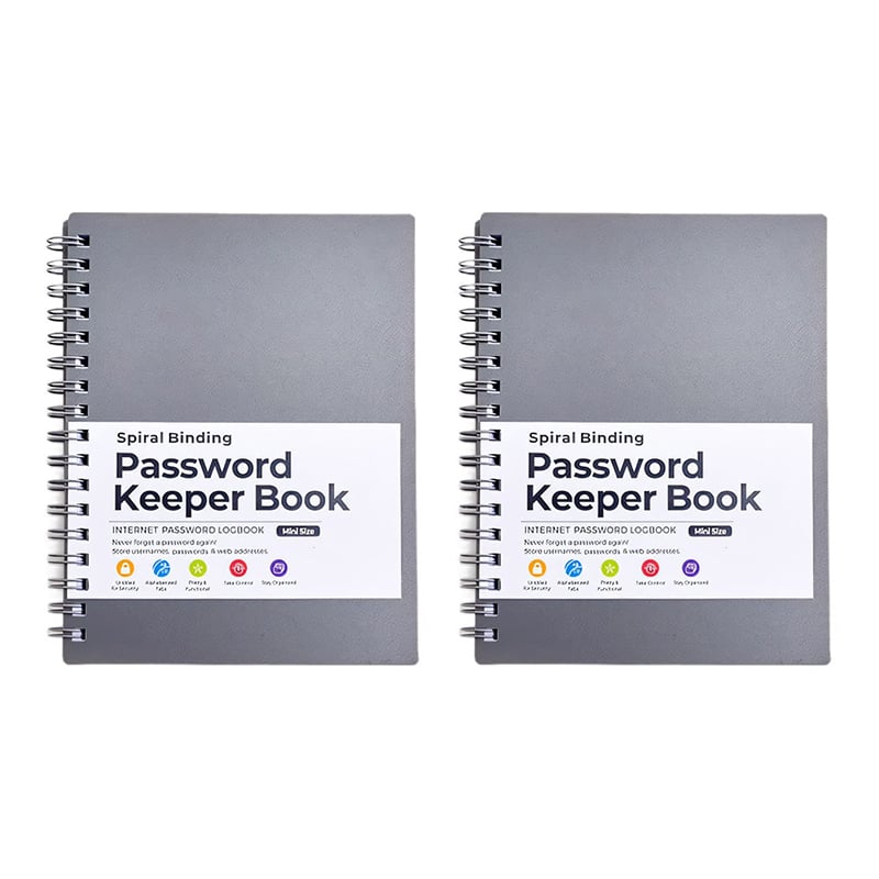 Password Book Coil Bound A6 Portable PP Cover with Alphabetical Index Tabs 18