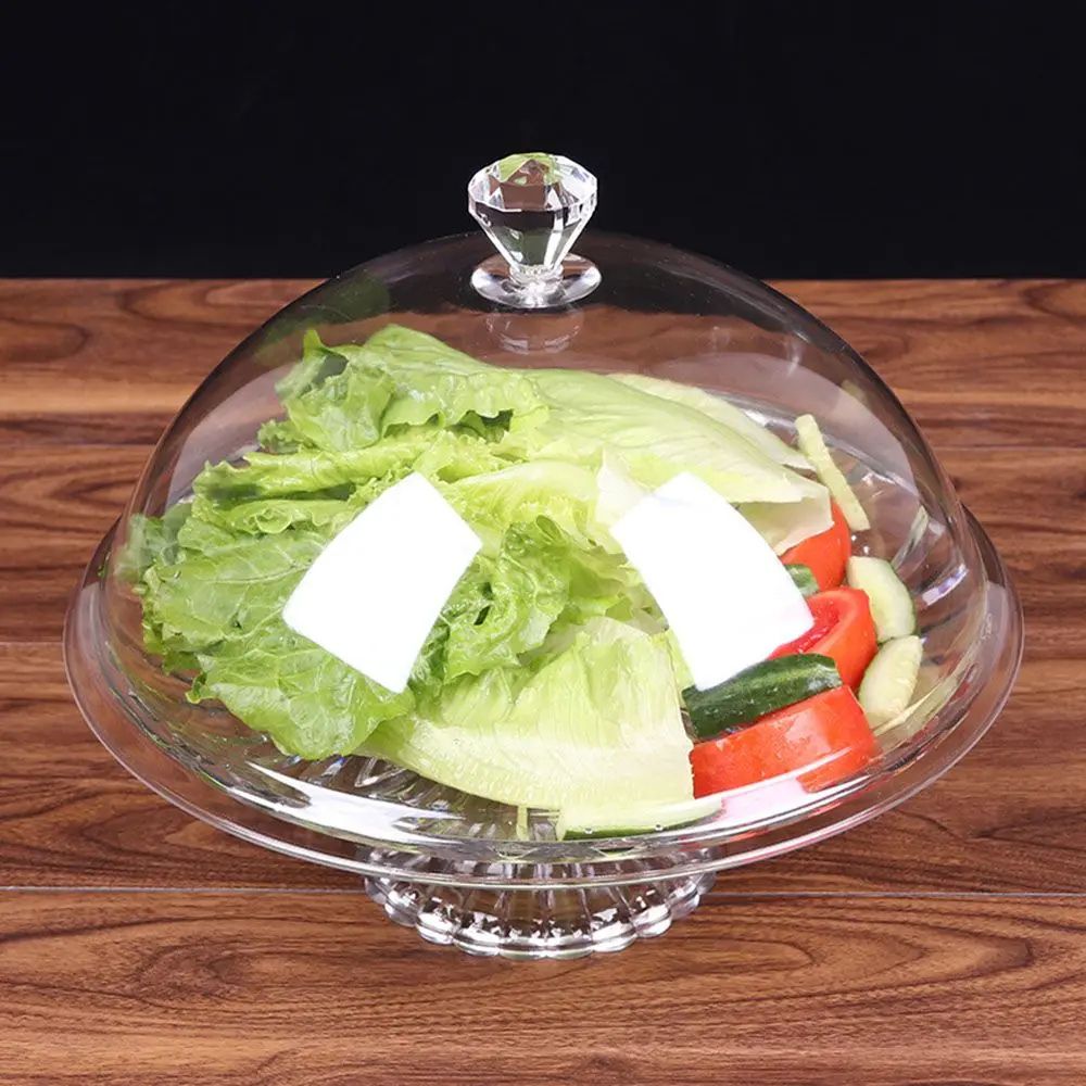 Acrylic Cake Stand with Cover | Tempered Dustproof Dome Lid | Keeps Cakes, Pastries & Fruit Fresh for Table Display