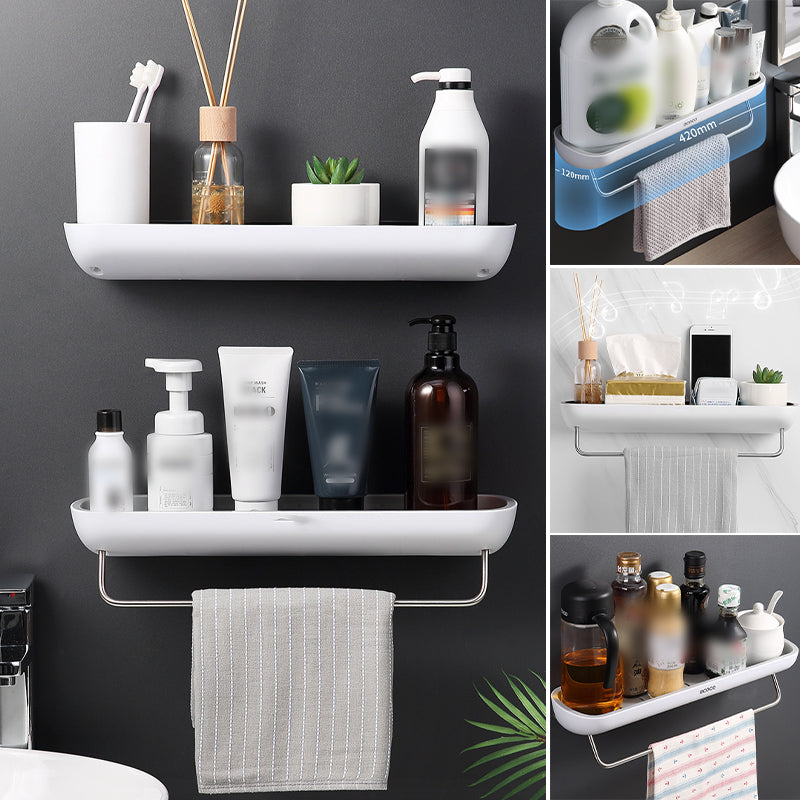 Adhesive Organiser Shelf PET Plastic | No-Drill Wall Mount with Guardrail | Waterproof Storage for Bathroom & Kitchen