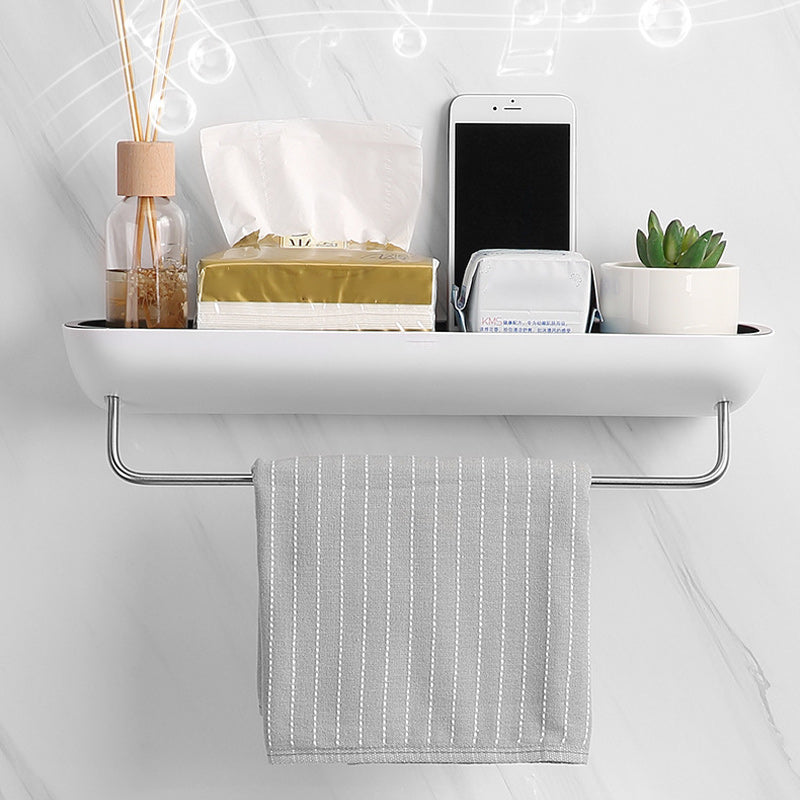 Adhesive Organiser Shelf PET Plastic | No-Drill Wall Mount with Guardrail | Waterproof Storage for Bathroom & Kitchen