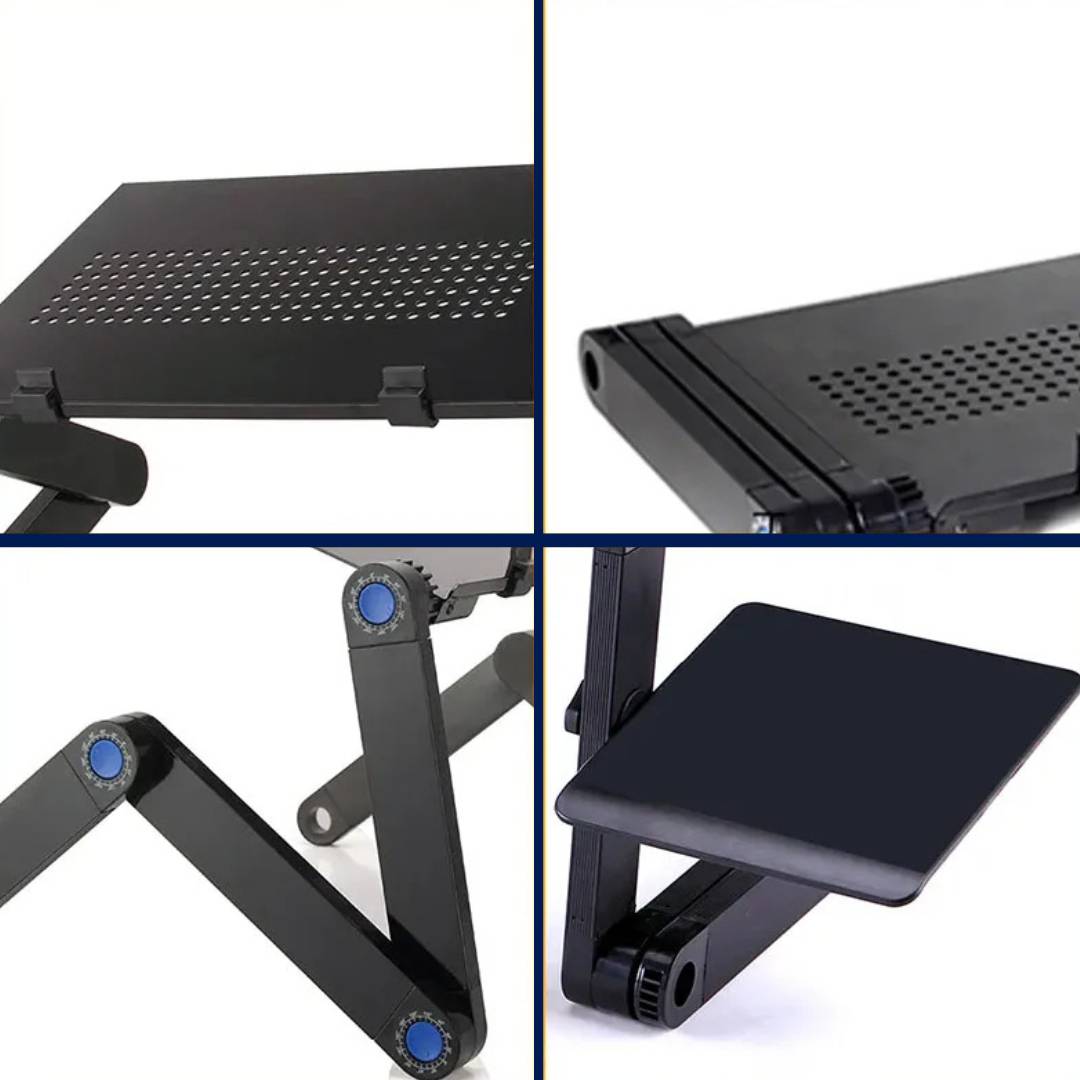 Adjustable Laptop Stand Aluminium Alloy | Cooling Vents & Foldable Design | Height & Angle Control for Desk, Bed, Sofa