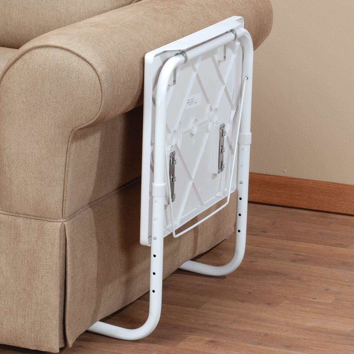 Adjustable Tray Table with 6 Heights & 3 Angles | Plastic Tray, Steel Frame, 66 cm Tall | Folds Flat, Holds 13.6 kg