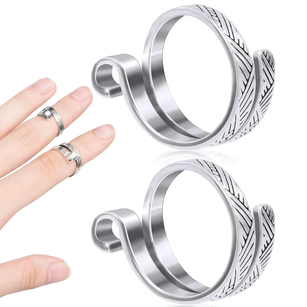 Adjustable Yarn Tension Ring | Ergonomic Thread Guide for Knitting & Crochet | Reduces Hand Fatigue, Set of 2 Rings
