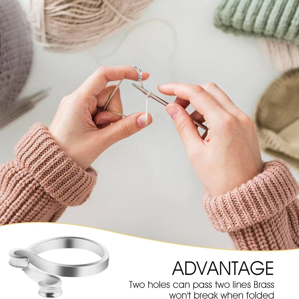 Adjustable Yarn Tension Ring | Ergonomic Thread Guide for Knitting & Crochet | Reduces Hand Fatigue, Set of 2 Rings