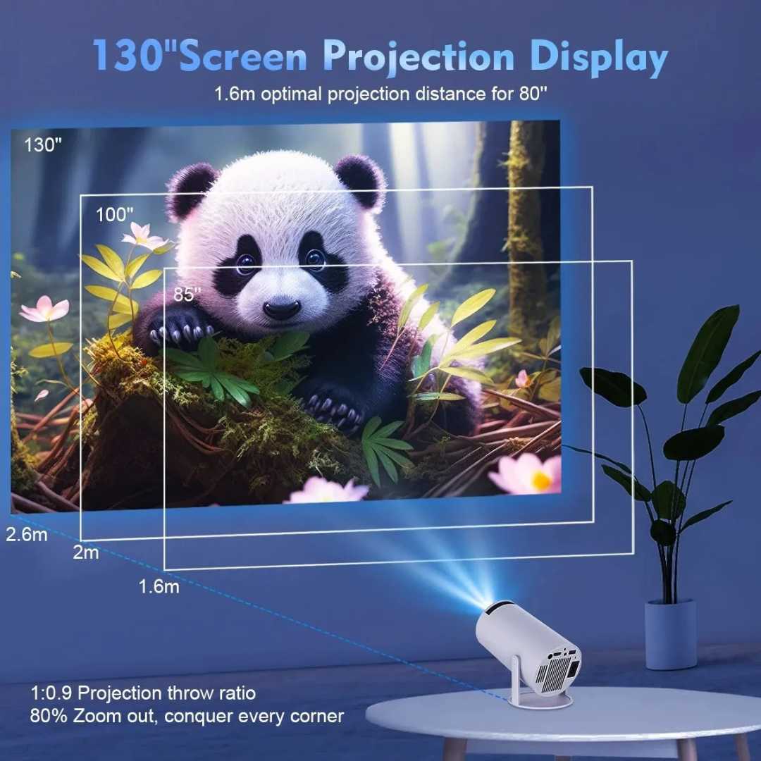 Android 11 Projector with Dual Wifi6 | 8000 Lumens, Auto Keystone Correction | Supports 4K Input, 200-Inch Screen