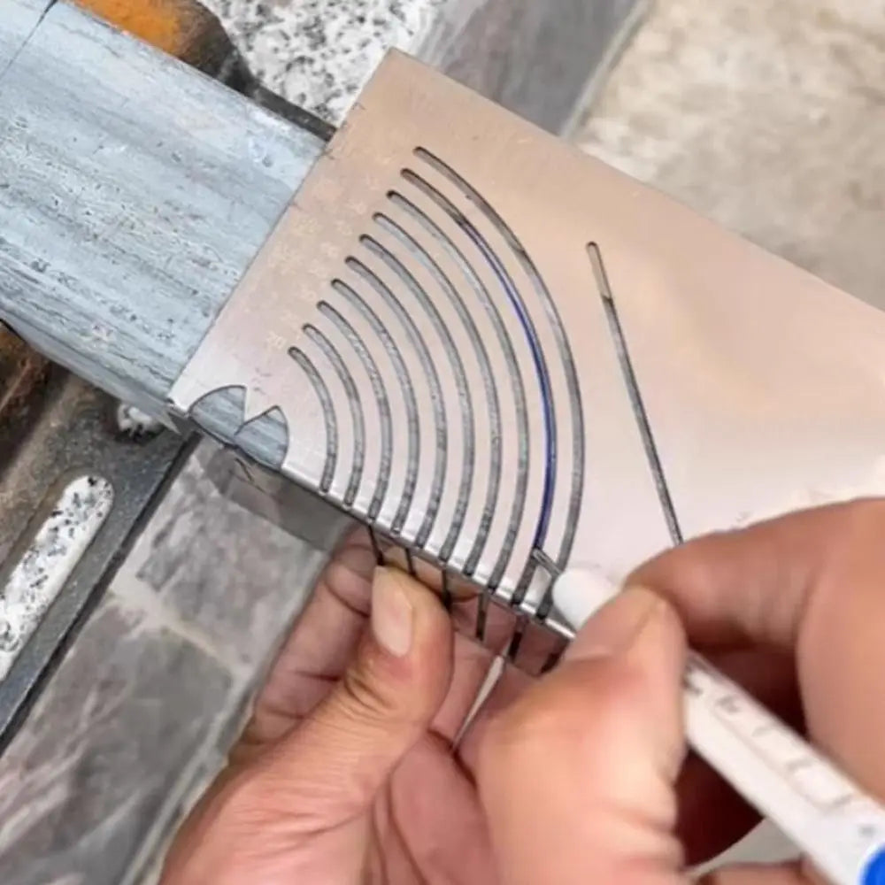 Angle and Arc Marking Tool | Slotted Steel Template for Curves and Miters