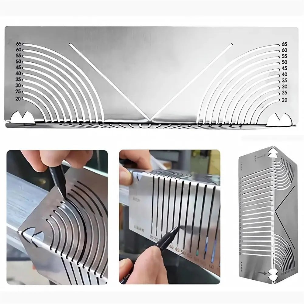 Angle and Arc Marking Tool | Slotted Steel Template for Curves and Miters