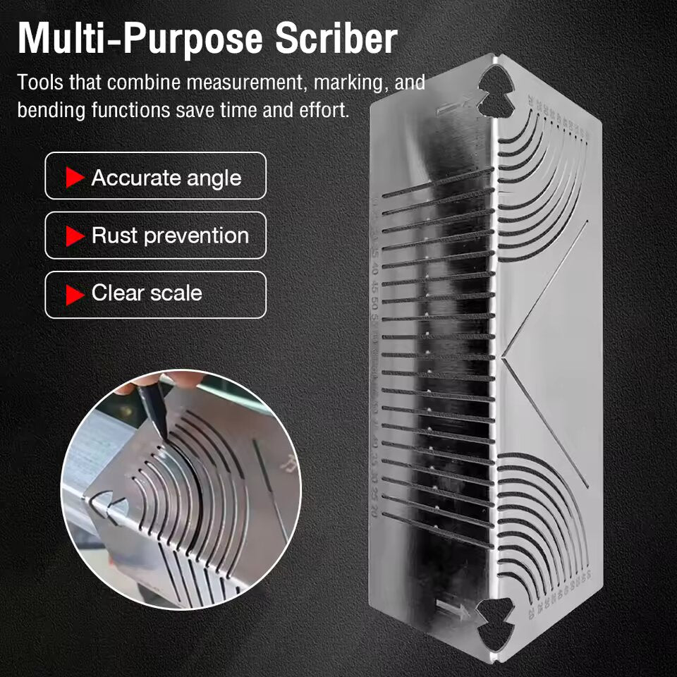 Angle and Arc Marking Tool | Slotted Steel Template for Curves and Miters