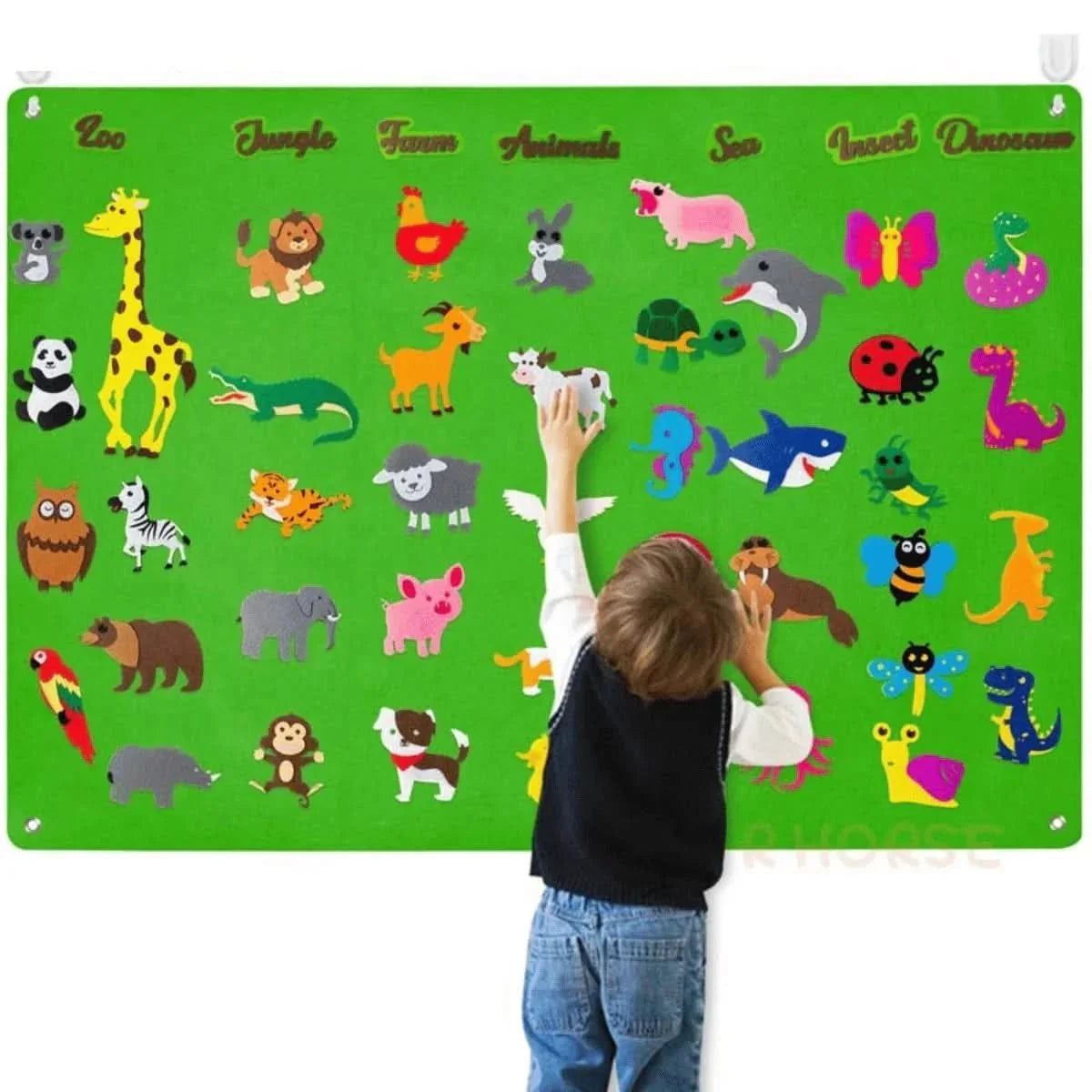 Animal Felt Board Kids Educational Interactive with Reusable Figures