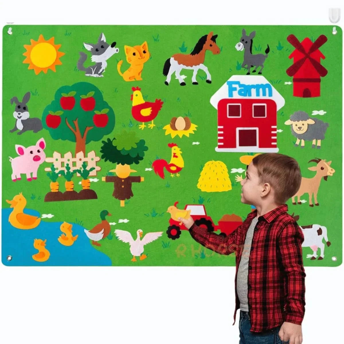 Animal Felt Board Kids Educational Interactive with Reusable Figures