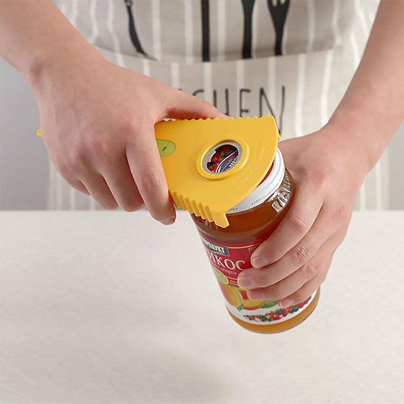 Anti-Slip Jar Opener Plastic | Rubber Teeth Grip Fits 3 Jar Sizes | Easy Opening for Weak Hands, Wet Hands, Seniors & Kids