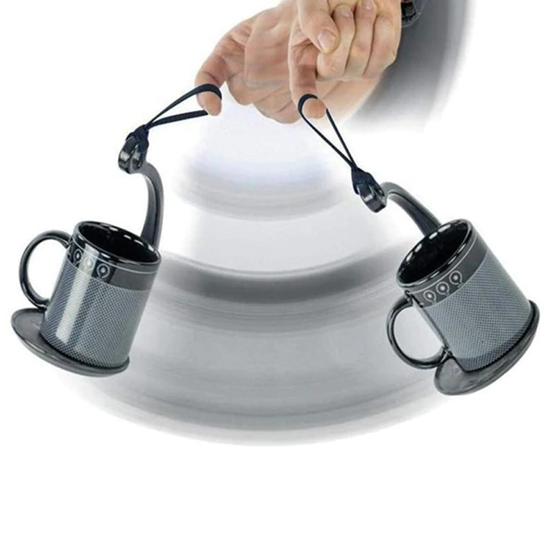 Anti-Spill Mug Holder, PP Plastic | 360-Degree Swinging Cup Tray | Carry Hot or Cold Drinks Spill-Free with One Finger