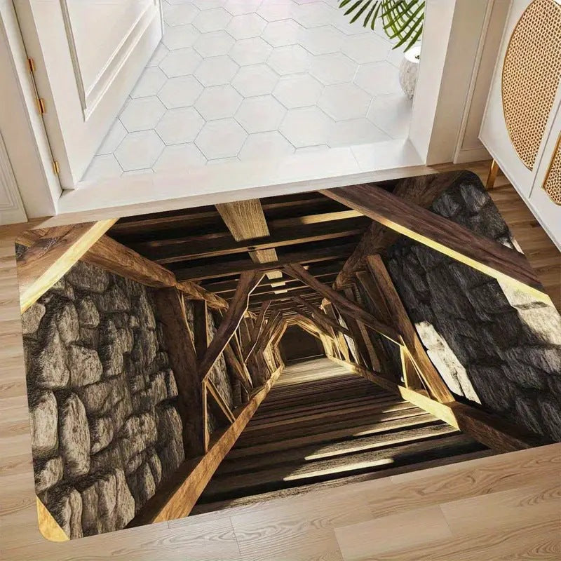 Area Rug Artistic Depth Illusion Decorative Soft with Non-Slip Backing