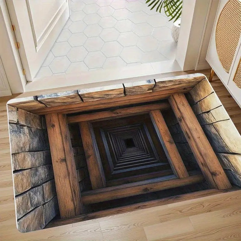 Area Rug Artistic Depth Illusion Decorative Soft with Non-Slip Backing