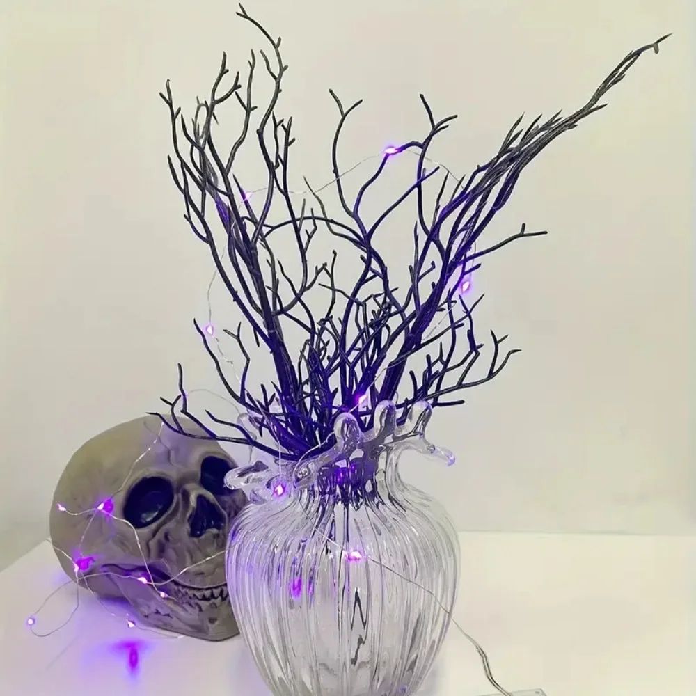 Artificial Dead Branch Decor Set Halloween | 5 Pieces, Antler-Shaped Branches | Non-Fading Matte Black Plastic, Reusable