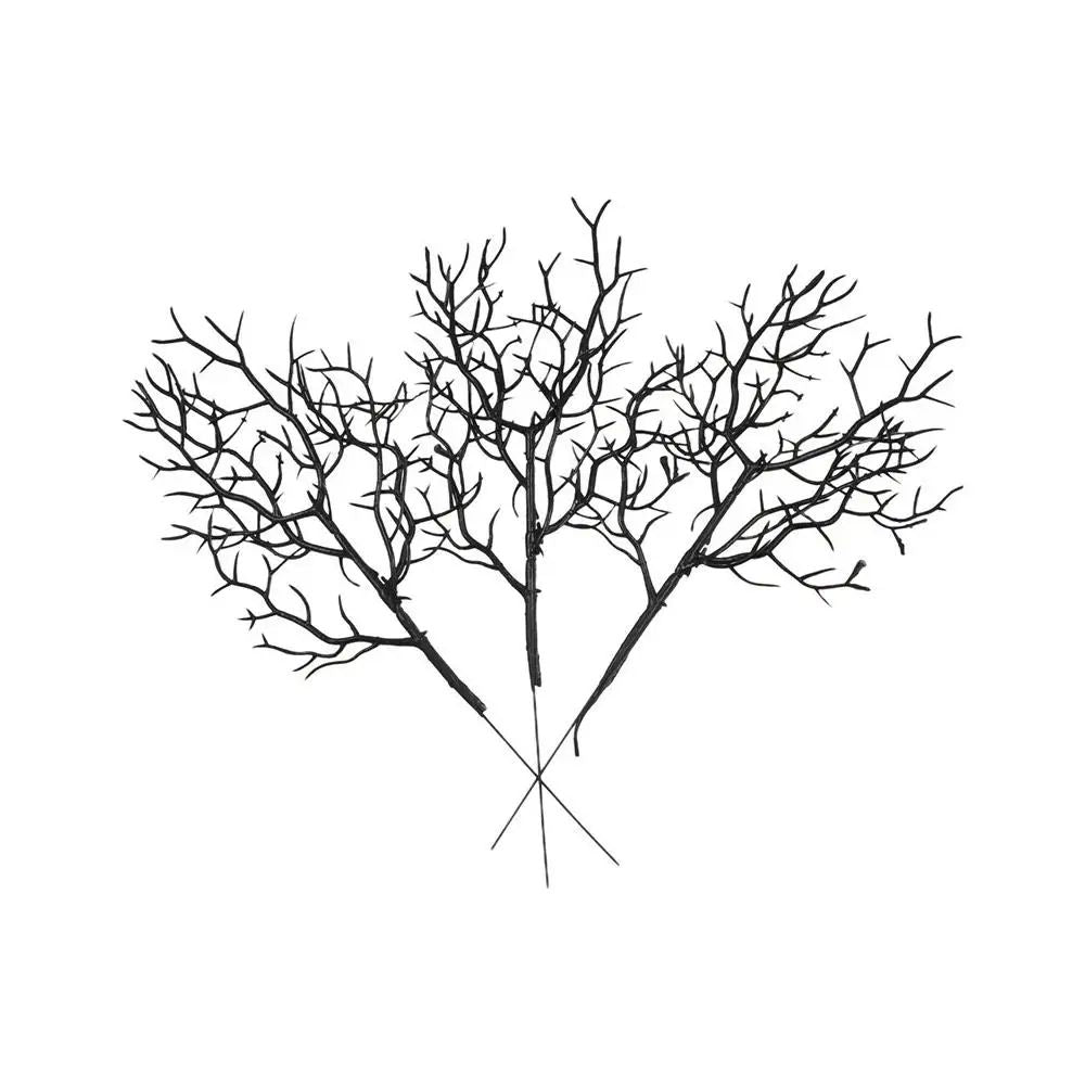 Artificial Dead Branch Decor Set Halloween | 5 Pieces, Antler-Shaped Branches | Non-Fading Matte Black Plastic, Reusable