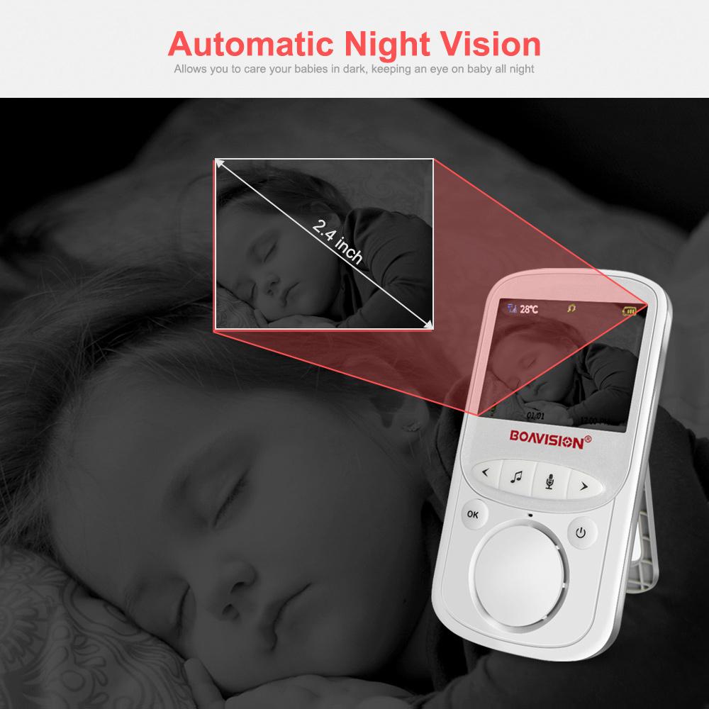 Audio Video Baby Monitor with Night Vision | 2.4 Inch LCD, Two-Way Talk, Temperature Sensor | 260m Range, 24h Battery Life