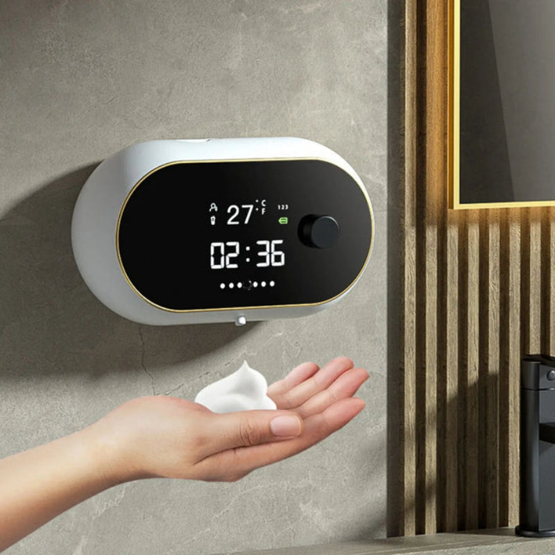 Automatic Foaming Soap Dispenser 500 ml | Touchless Sensor with Time & Temperature Display | Wall-Mounted, Rechargeable