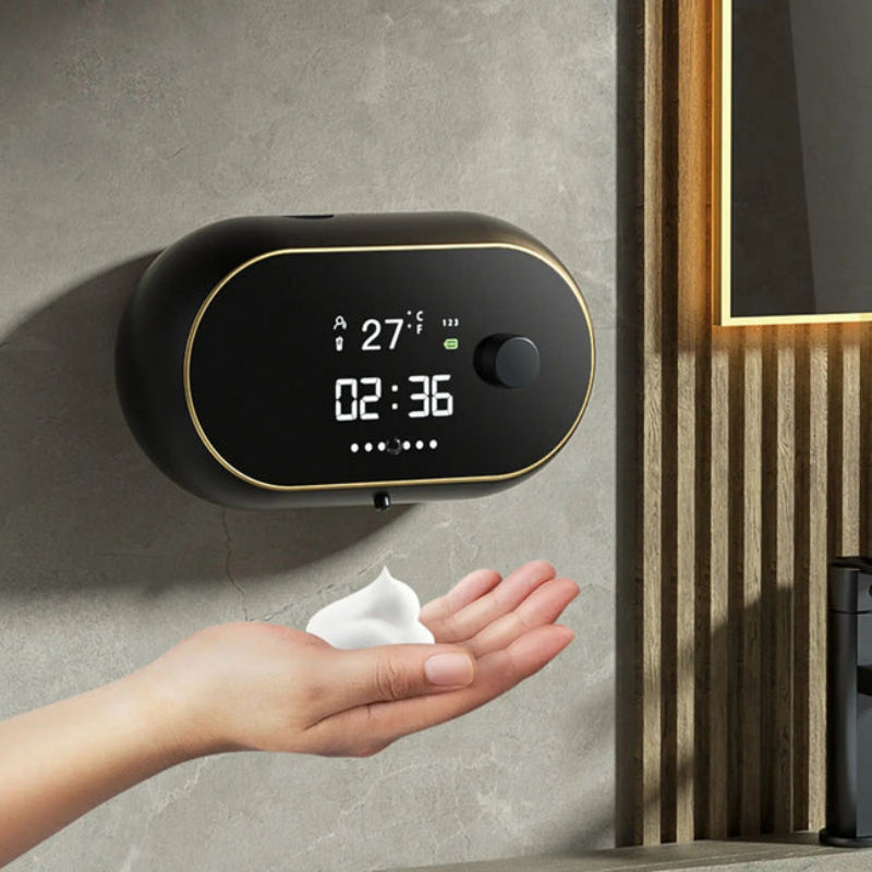 Automatic Foaming Soap Dispenser 500 ml | Touchless Sensor with Time & Temperature Display | Wall-Mounted, Rechargeable