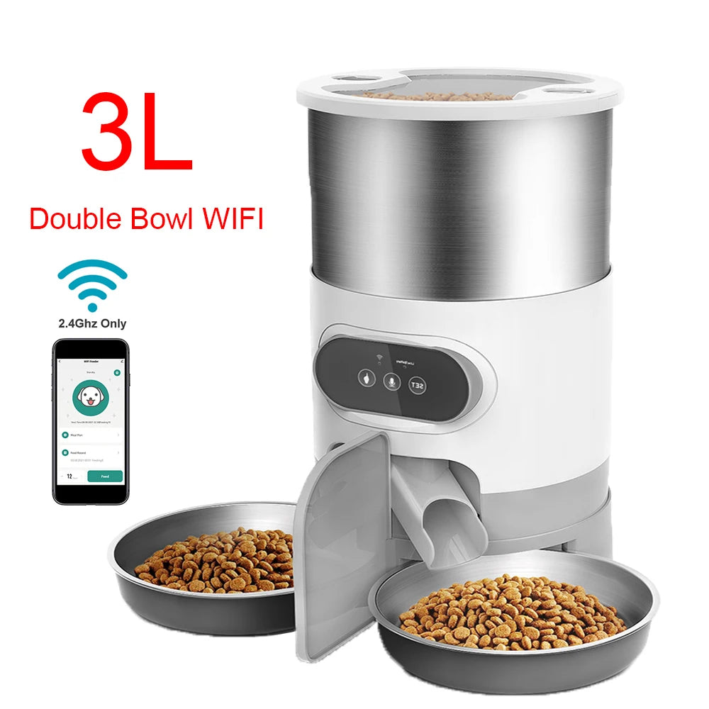 Automatic Pet Feeder Stainless Steel Dual Power with Infrared Sensor