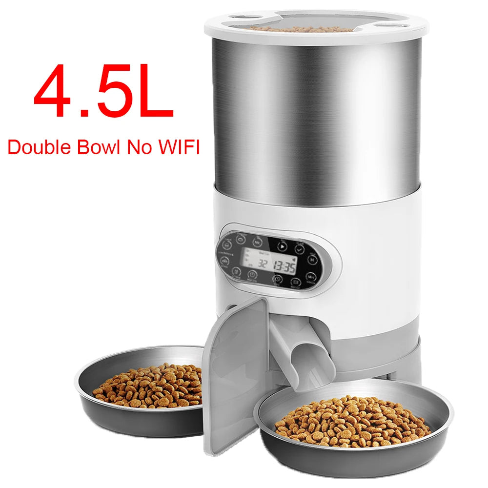 Automatic Pet Feeder Stainless Steel Dual Power with Infrared Sensor