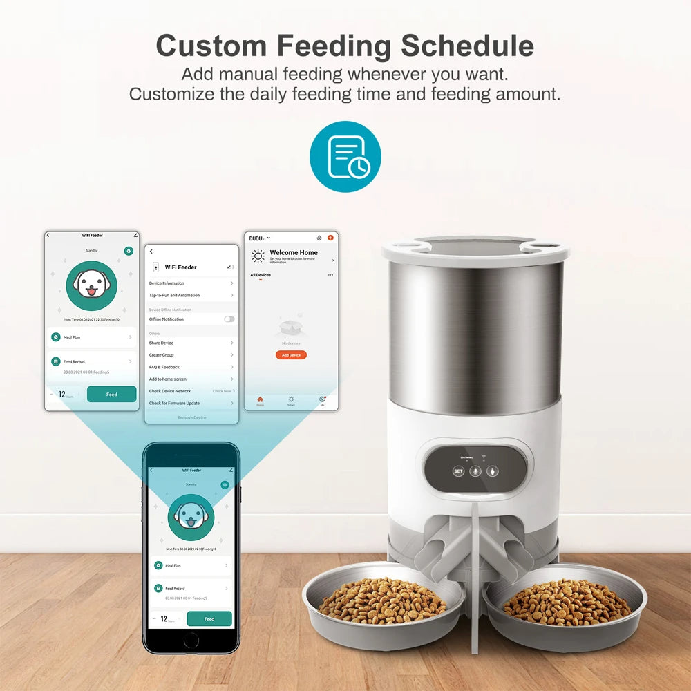 Automatic Pet Feeder Stainless Steel Dual Power with Infrared Sensor