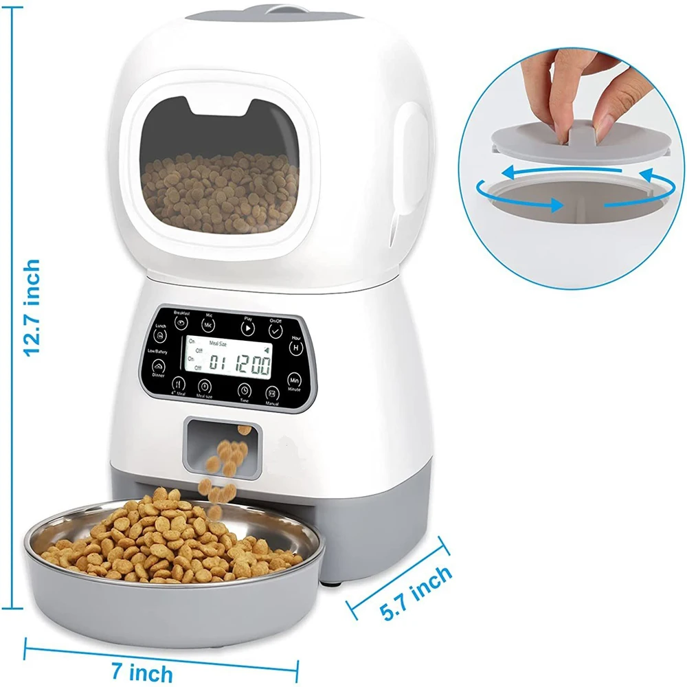 Automatic Pet Feeder Stainless Steel Dual Power with Infrared Sensor