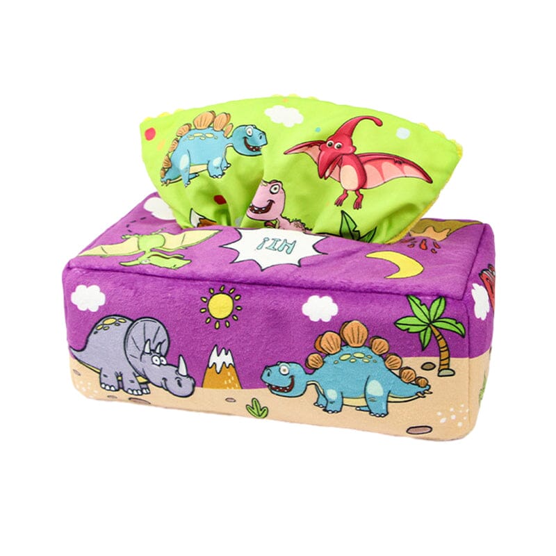 Baby Sensory Crinkle Tissue Box Toy | Soft Cotton with Colourful Scarves | Supports Fine Motor Skills Development