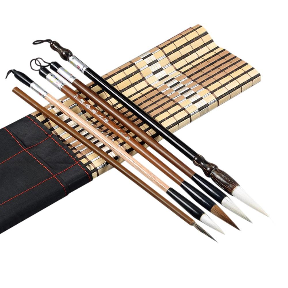 Bamboo Calligraphy Brush Set | Sheep Hair Bristles, Storage Case Included | Multiple Sizes for Precise Writing & Painting